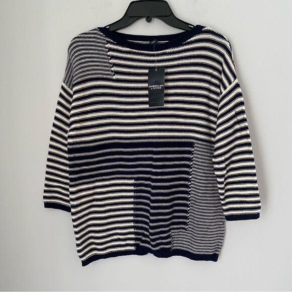 American Living Women’s Round Neck Striped Knit Sweater size L - Picture 1 of 3